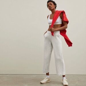Everlane The Track Wide Leg Cropped Organic Cotton Fleece Pant
